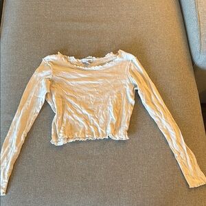 Topshop ruffle hem crop long sleeve